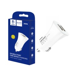 CAR CHARGER ADAPTER DENMEN DZ06 DUAL USB 5V/3.1A WHITE CAR CHARGER ADAPTER DENMEN DZ06 DUAL USB 5V/3.1A WHITE